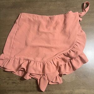 Coral ruffle shorts